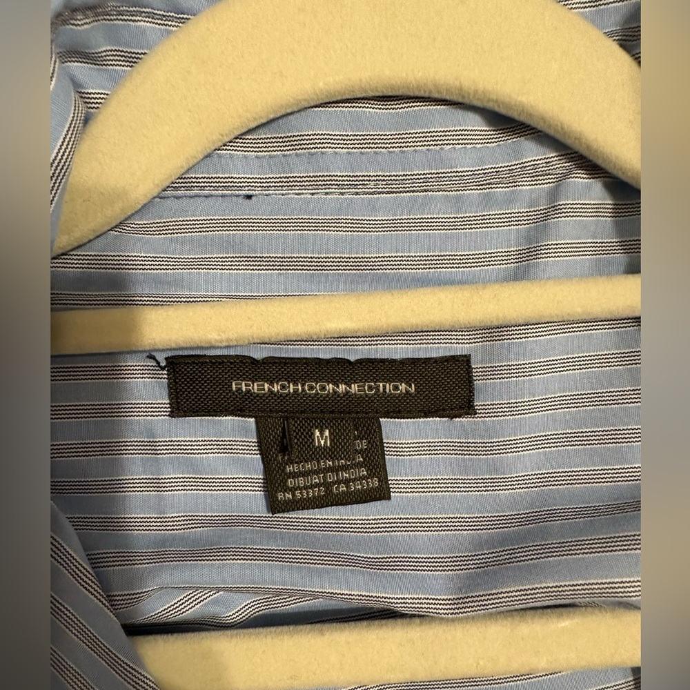 French Connection stripe poplin open front boyfriend shirt - Picture 4 of 6